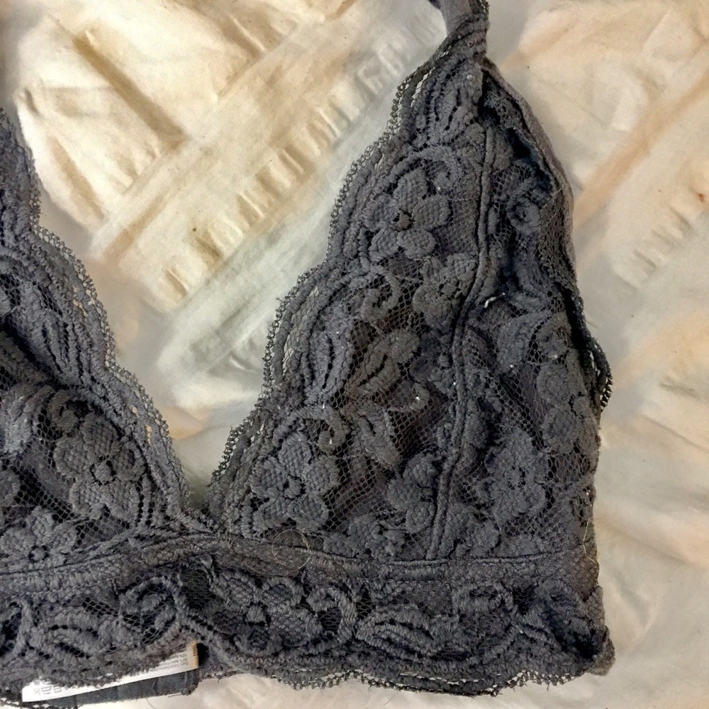 Charcoal Grey lace Halter bralette -Pins & Needles